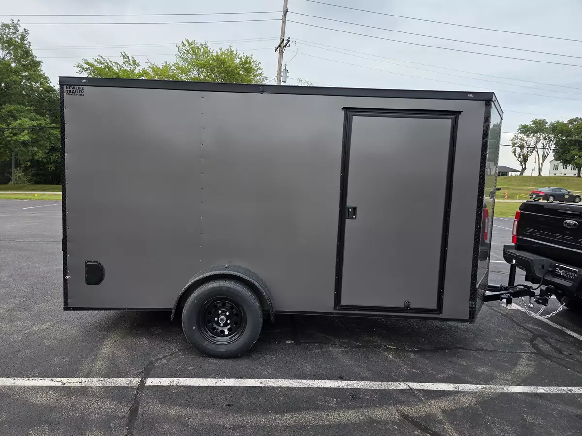6' x 12' V-Nose Enclosed Trailer with Side Door and Rear Ramp