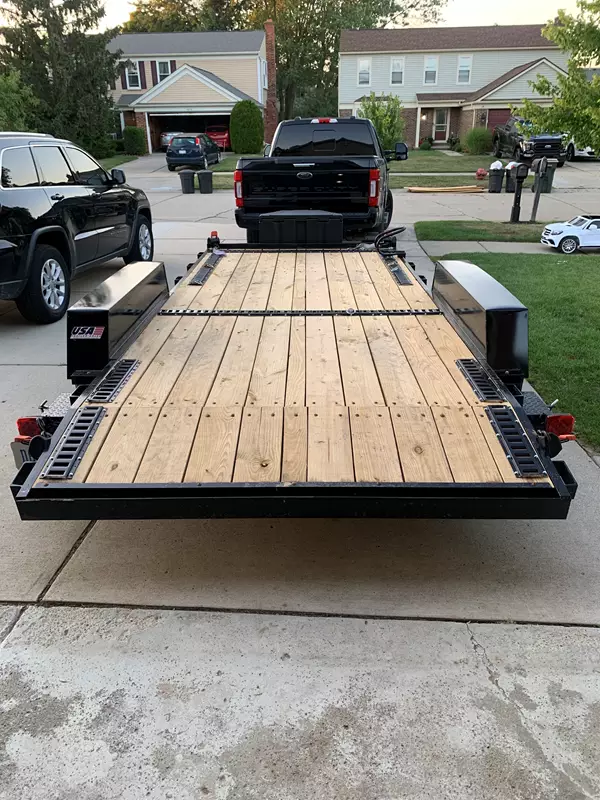16ft Car Hauler with Winch, Motorcycle Chocks and Straps 