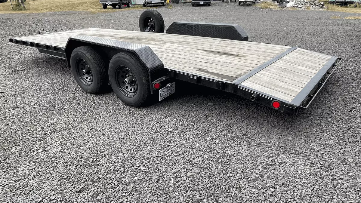 20' Tandem Axle Dovetail Car Trailer Slide in ramps, with options 1' sidewalls 